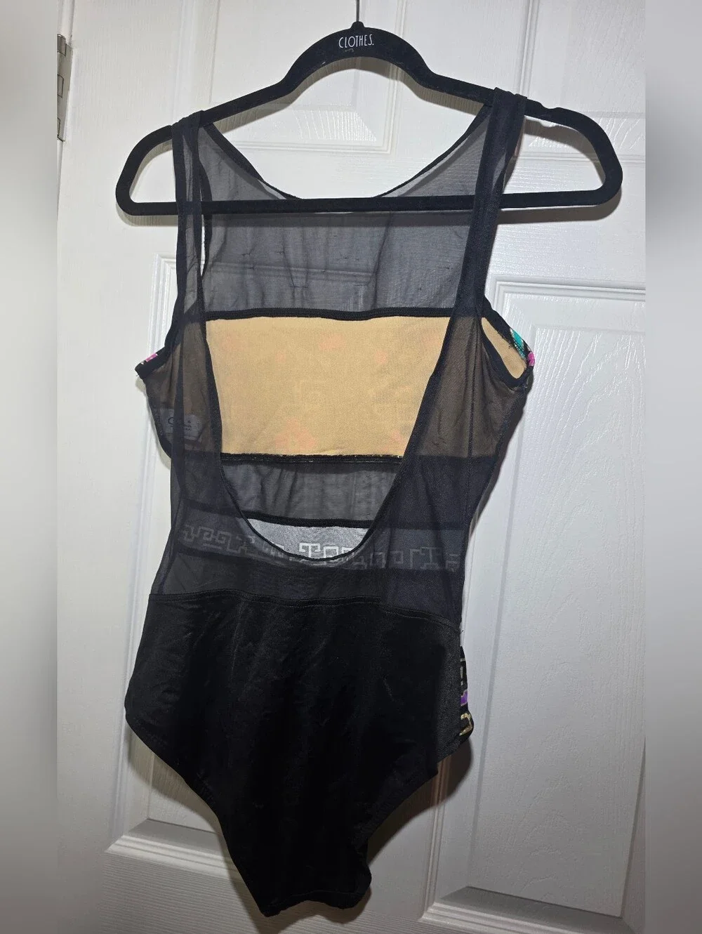 Catalina Vintage One Piece Swimsuit Black Mesh Floral Size 12 Made in USA
